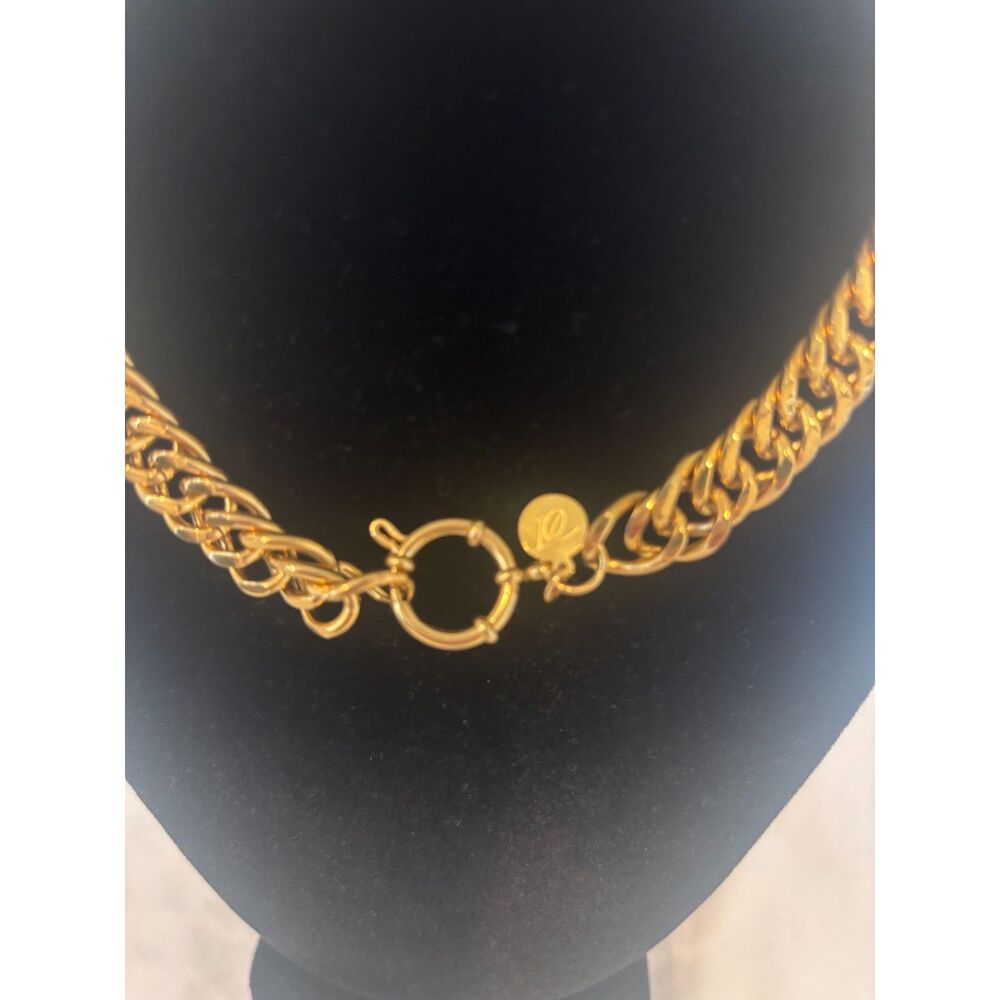 Gold Tone Chunky Curb Chain With Toggle Style Closure Necklace